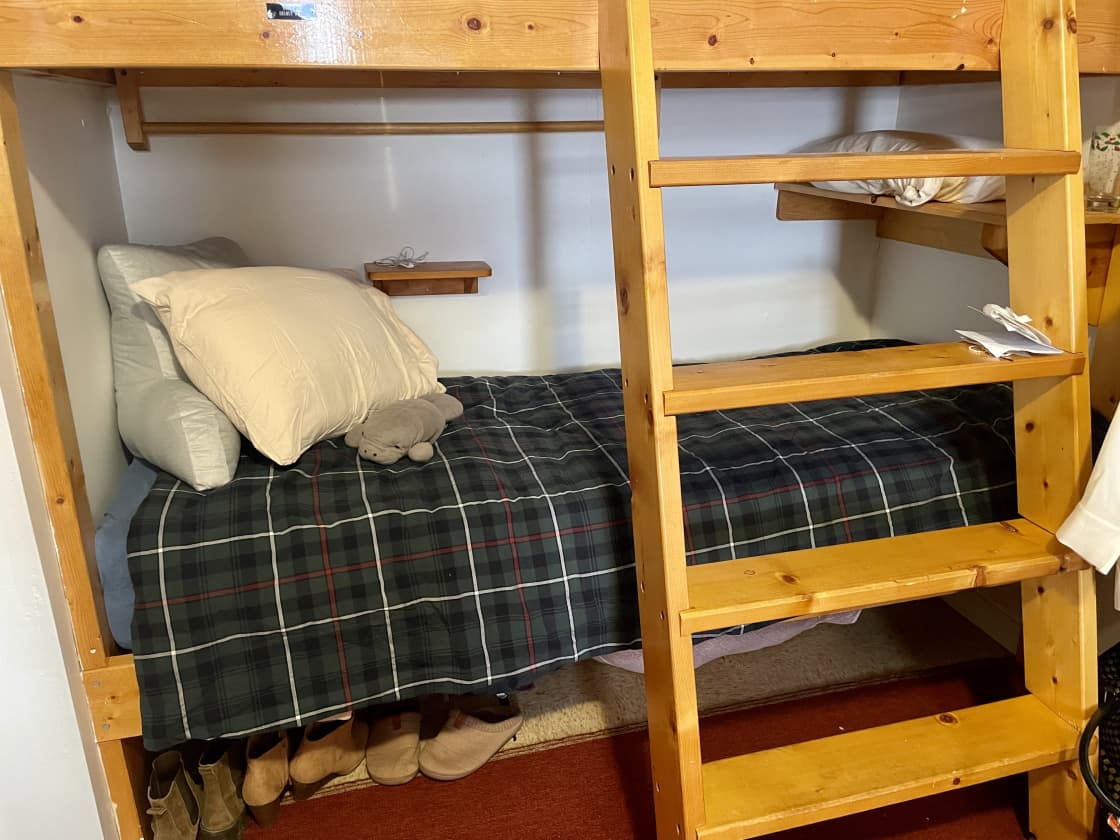 Comfy twin size foam-mattress bed, hostel-like accommodations 