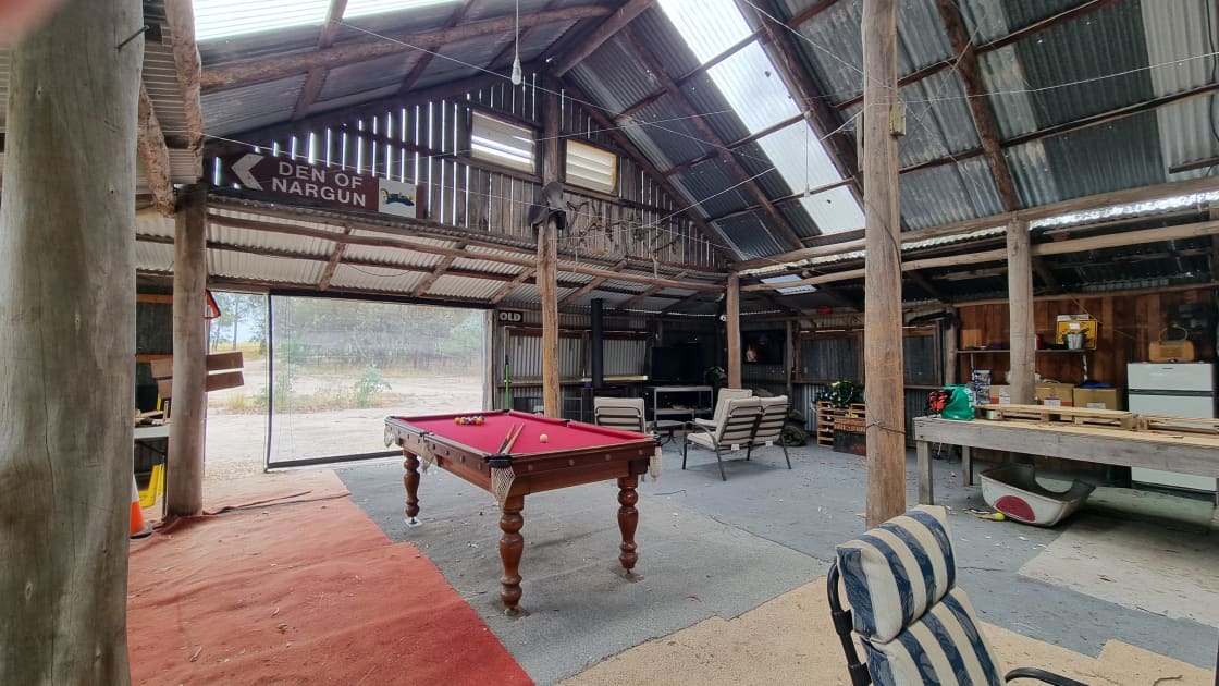Pool table and inside fire