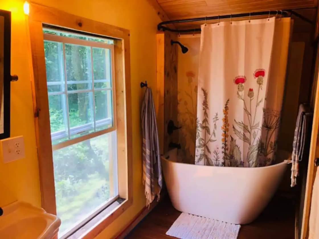 The highlight of the "Hot Spring House" is endless hot, mineral, spring water on tap! Take the longest soak of your life with homemade herbal bath bombs and diatomaceous earth for a super detox!