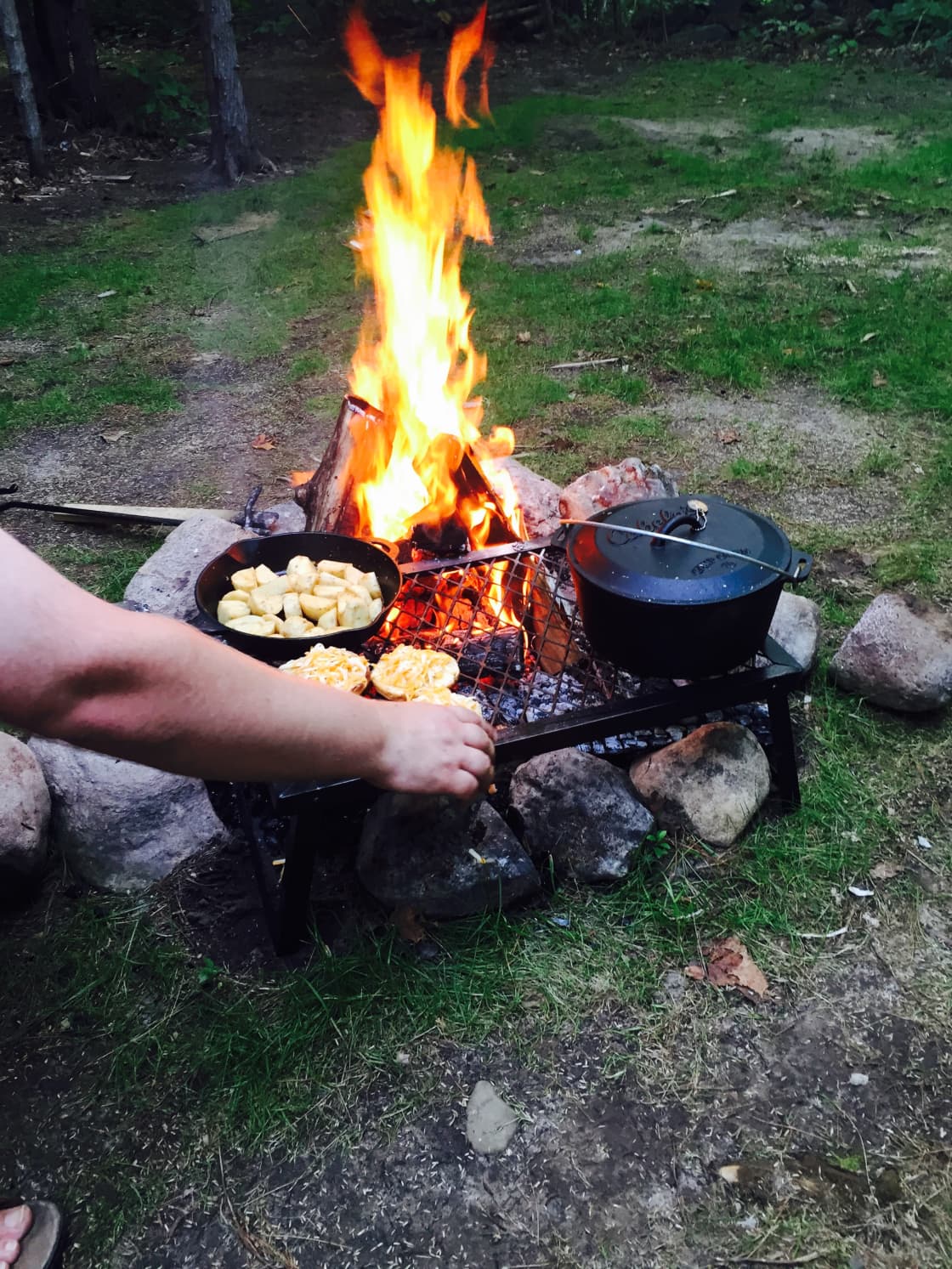 Cook over the fire on grill or cast iron cookware