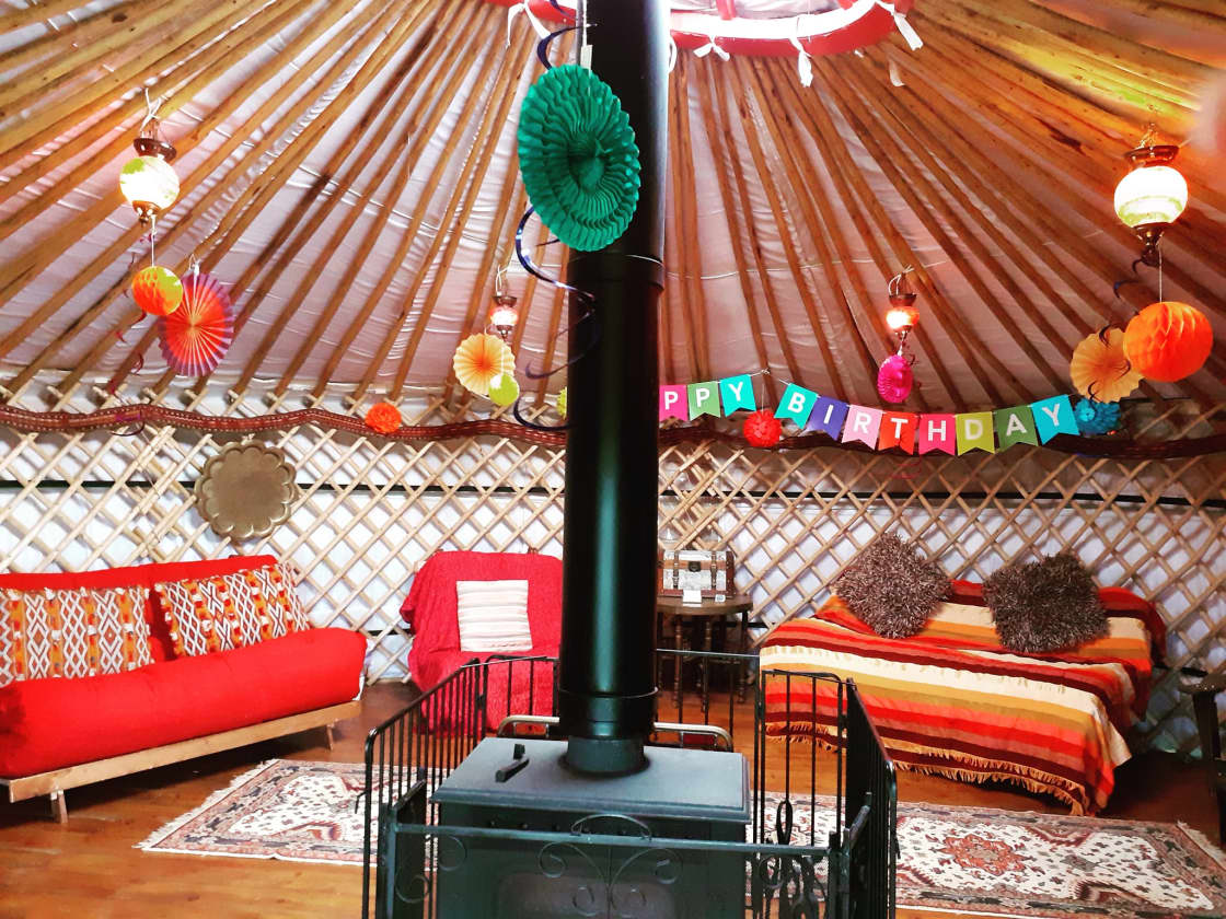 Moroccan inspired yurt interior sleeping up to 8 guests