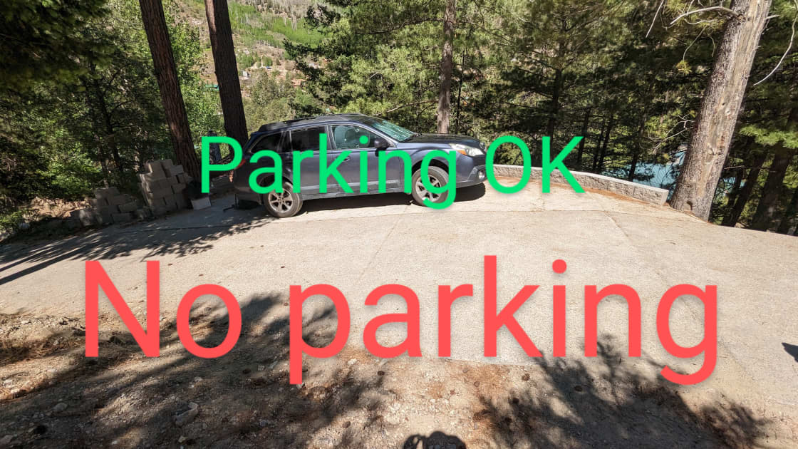 The is room for one car on the shared driveway. First come first served. Please do not park on the driveway, or neighbor's property. Ideally, park in the area below the site. 