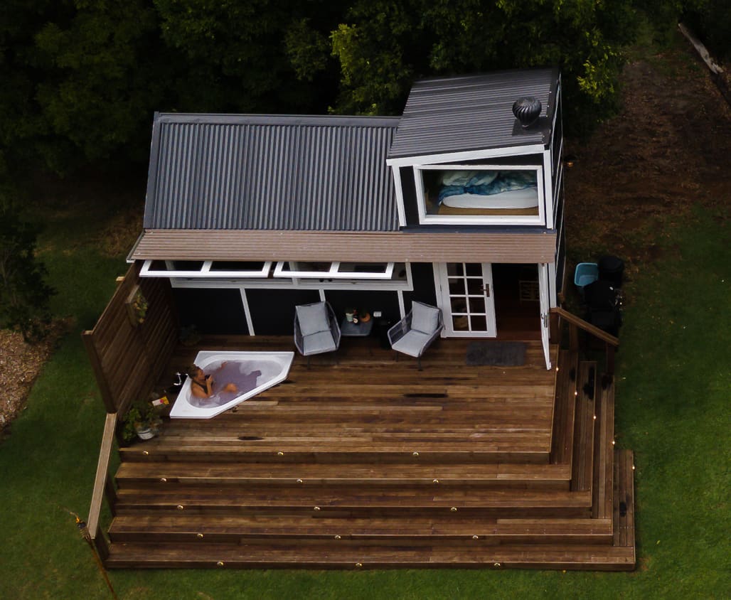 drone view of the tiny house