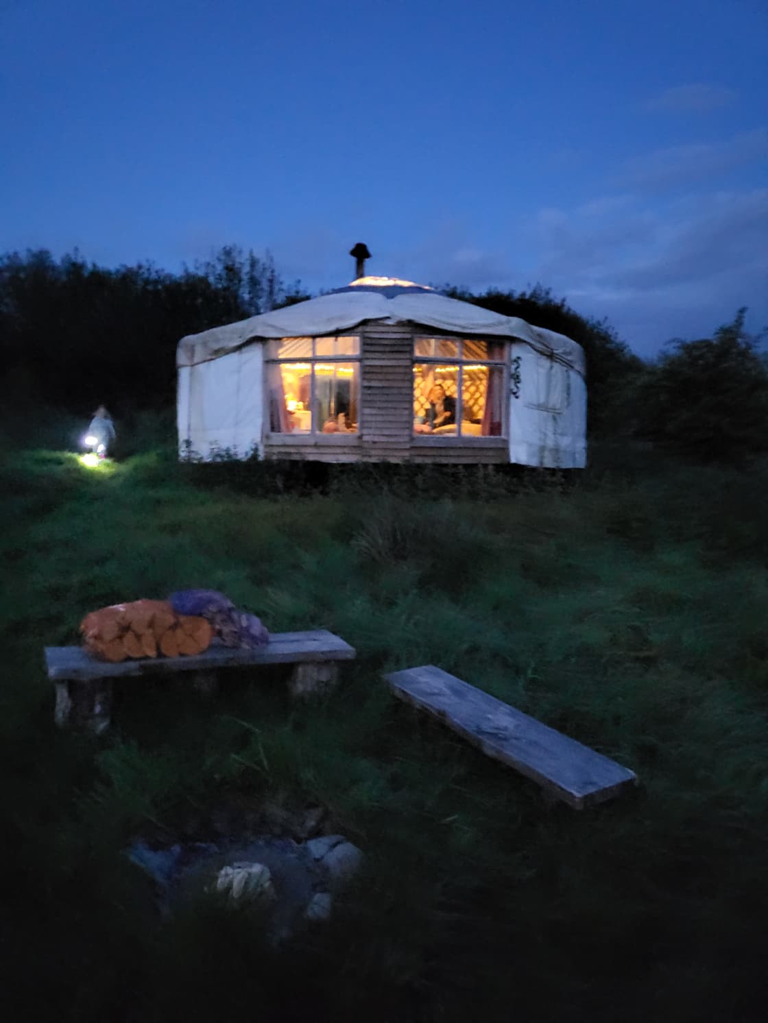 Night time at the yurt 