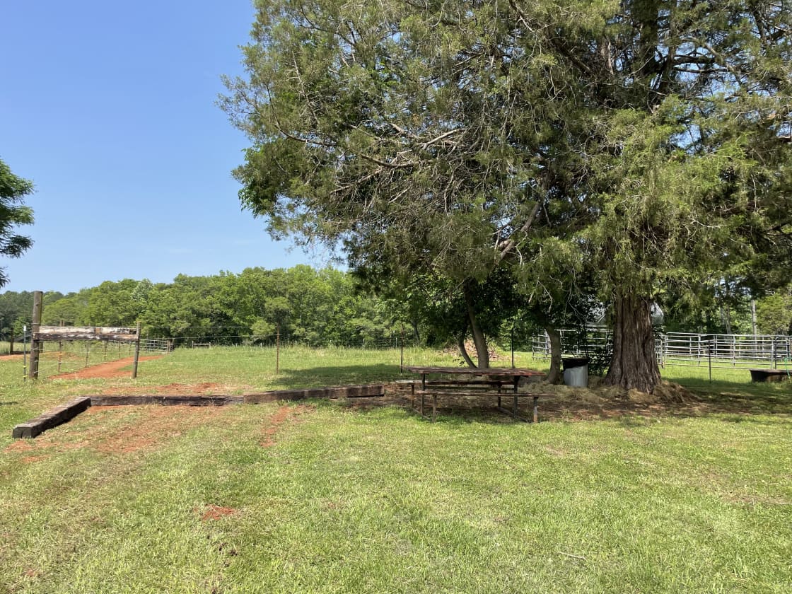 Trails End Dry Dock site. Water is available along with 110 power if needed. 
Come and enjoy the view of the pasture eat under the big cedar tree! 