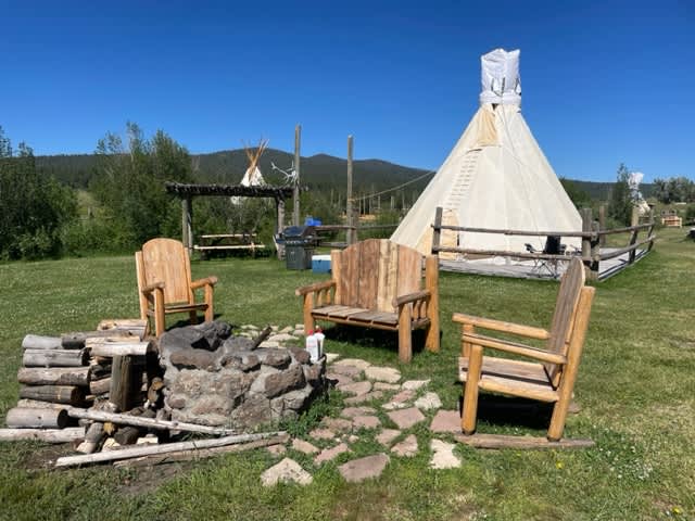 Creekside Glamping Tipis on Off-Grid, 70 Acre Working Ranch