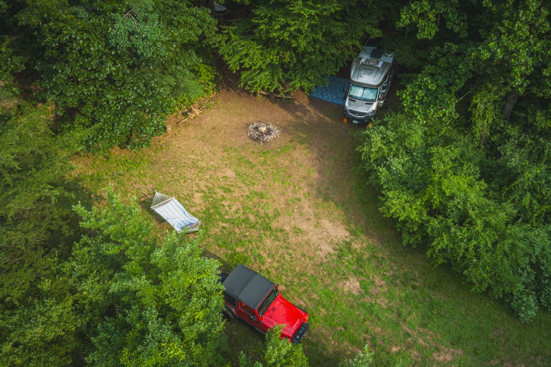 Overhead of the open area of Site 1. There's about this much clear space also located under the canopy at the top of the photo!