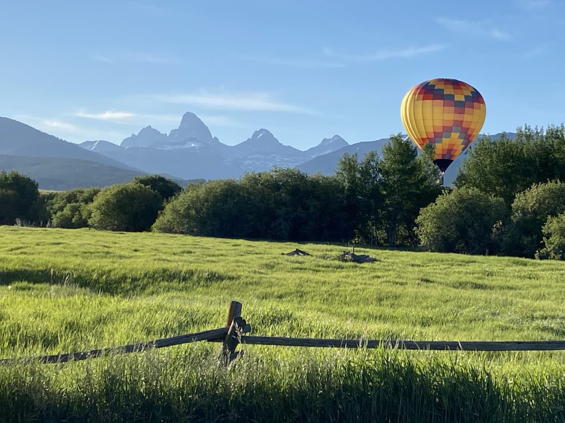Enjoy frequent visits from hot air balloons! This is the spectacular view from our front yard.