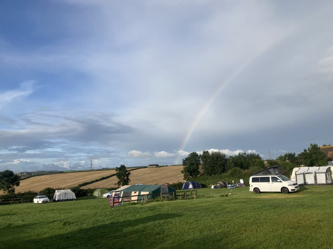 Campsite before I got busier as the bank holiday got into full swing ….Rainbow 