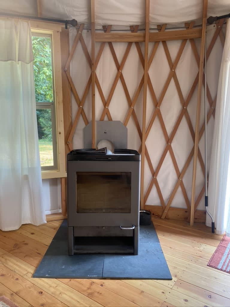Wood stove with wood provided 