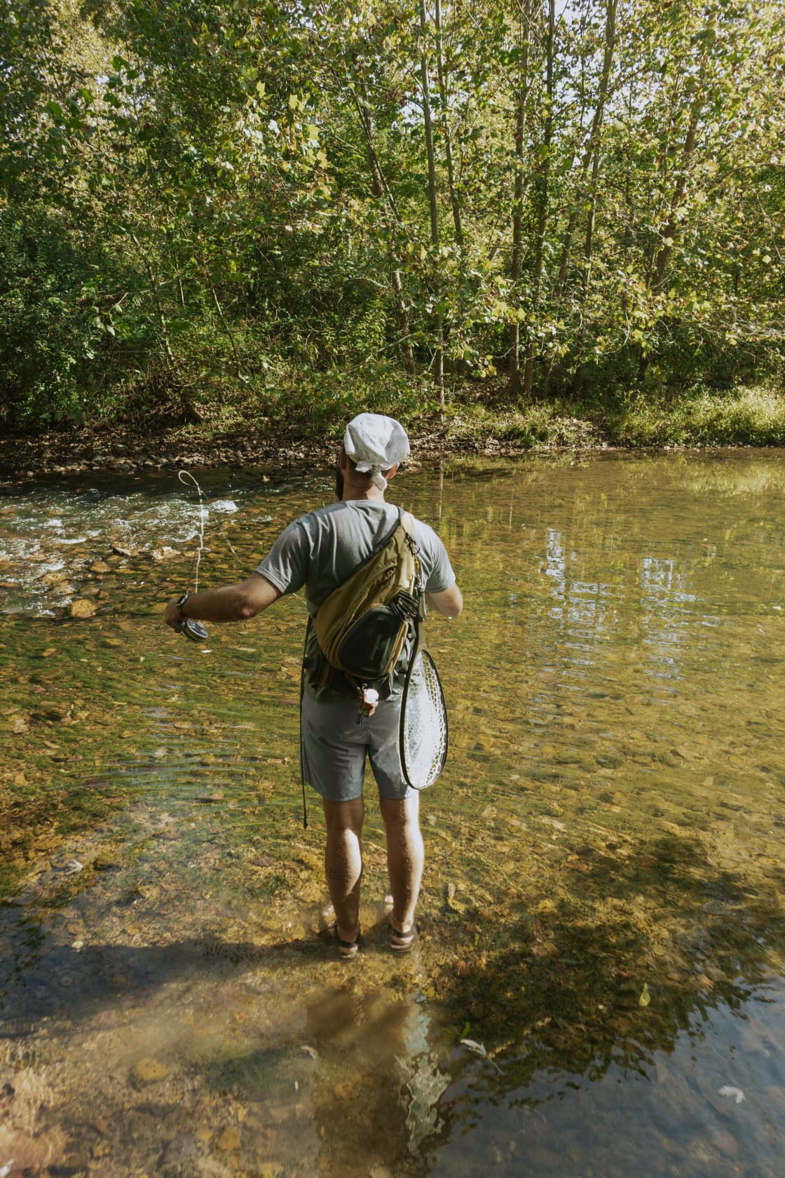 Fly fishing at the river entrance.
