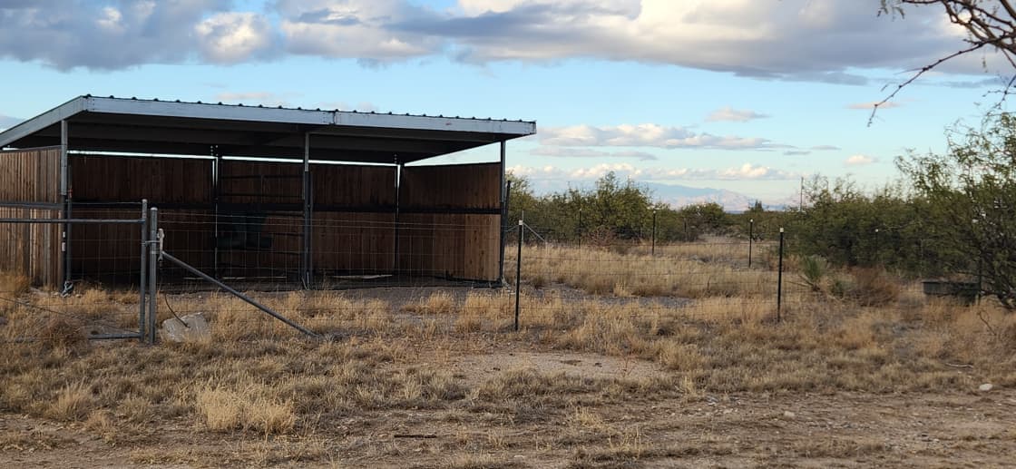 Room for 2 horses with large corral, run-in shed and stock tank with heater plus use of storage  shed