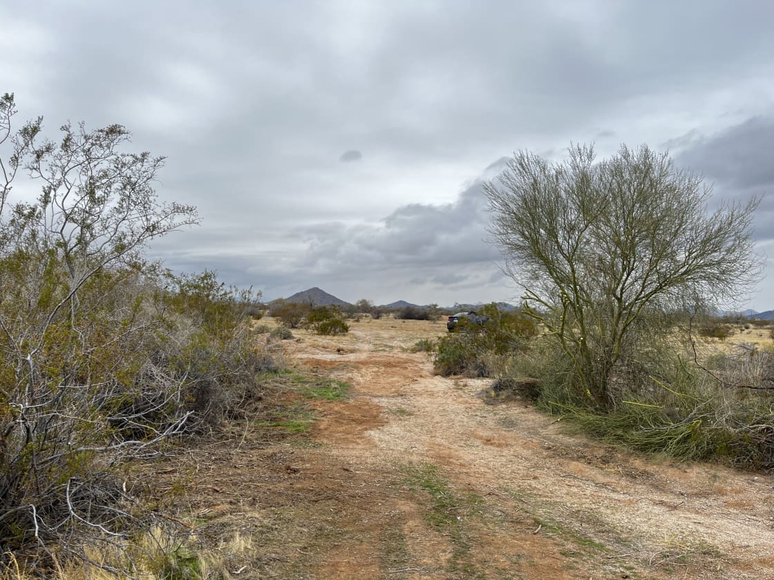 Pass the Palo verde tree at the entrance and to the right is the main rv/ camping area. Feel free to go further 