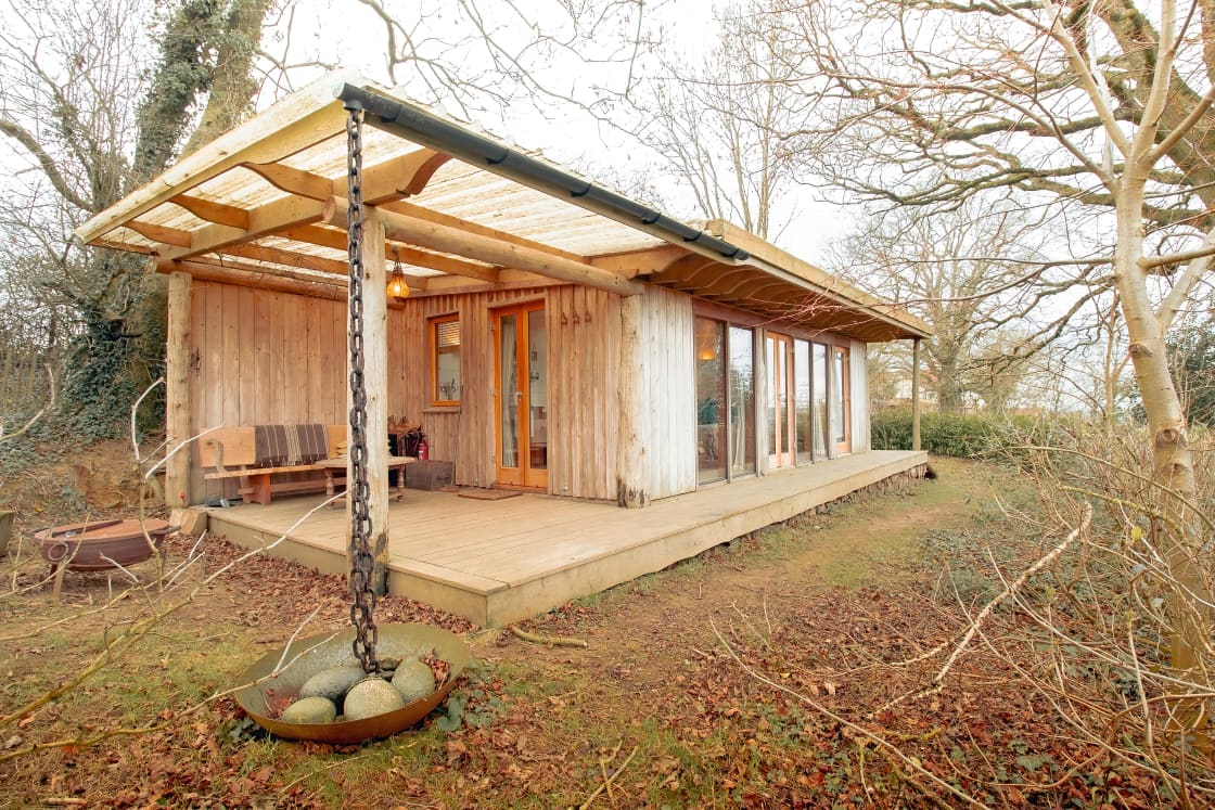 Comfy, inviting stays at our eco cabin in private woodlands.