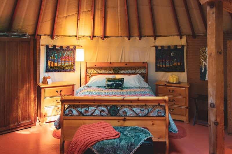 Paisley Paradise Yurt queen bed