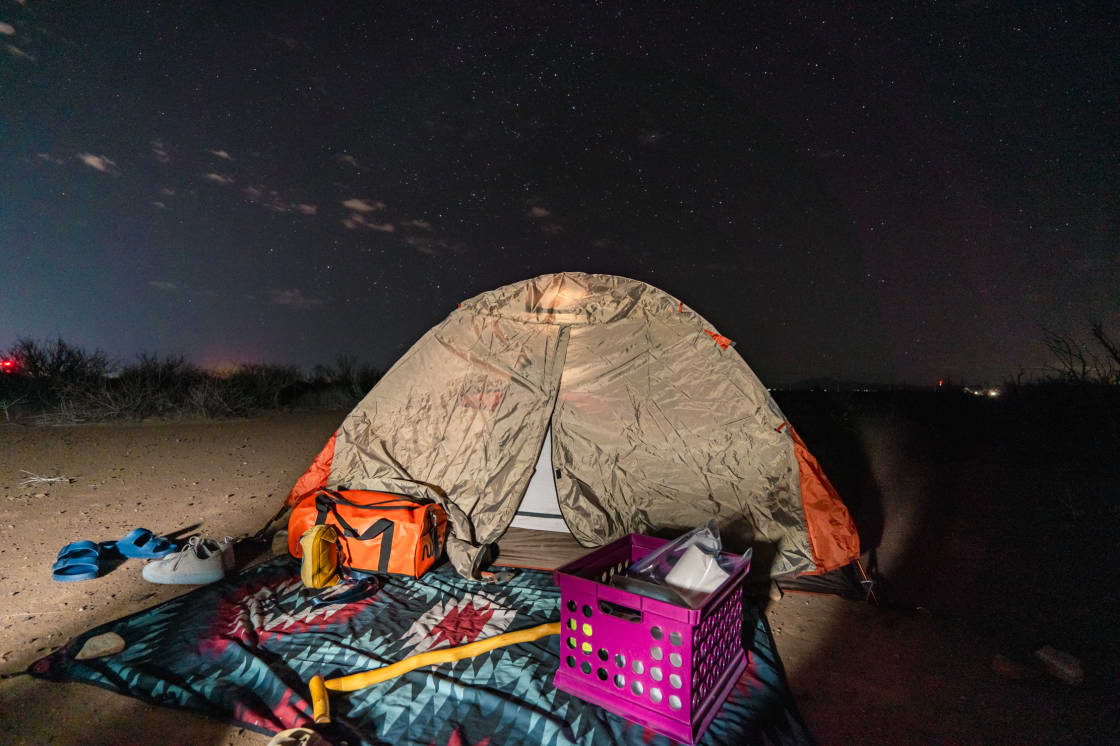 Our cozy desert cocoon - ready for sweet dreams under the desert sky.