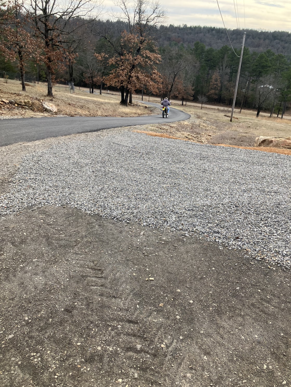 Paved Driveway and Gravel Covered Drive out to camping and tree house area