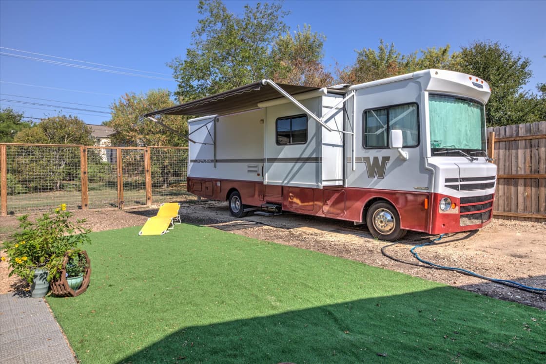 8' fence on side and back. No neighbors in the back. Reminder, my 33' RV here for perspective but will not be on property at the same time as guests.