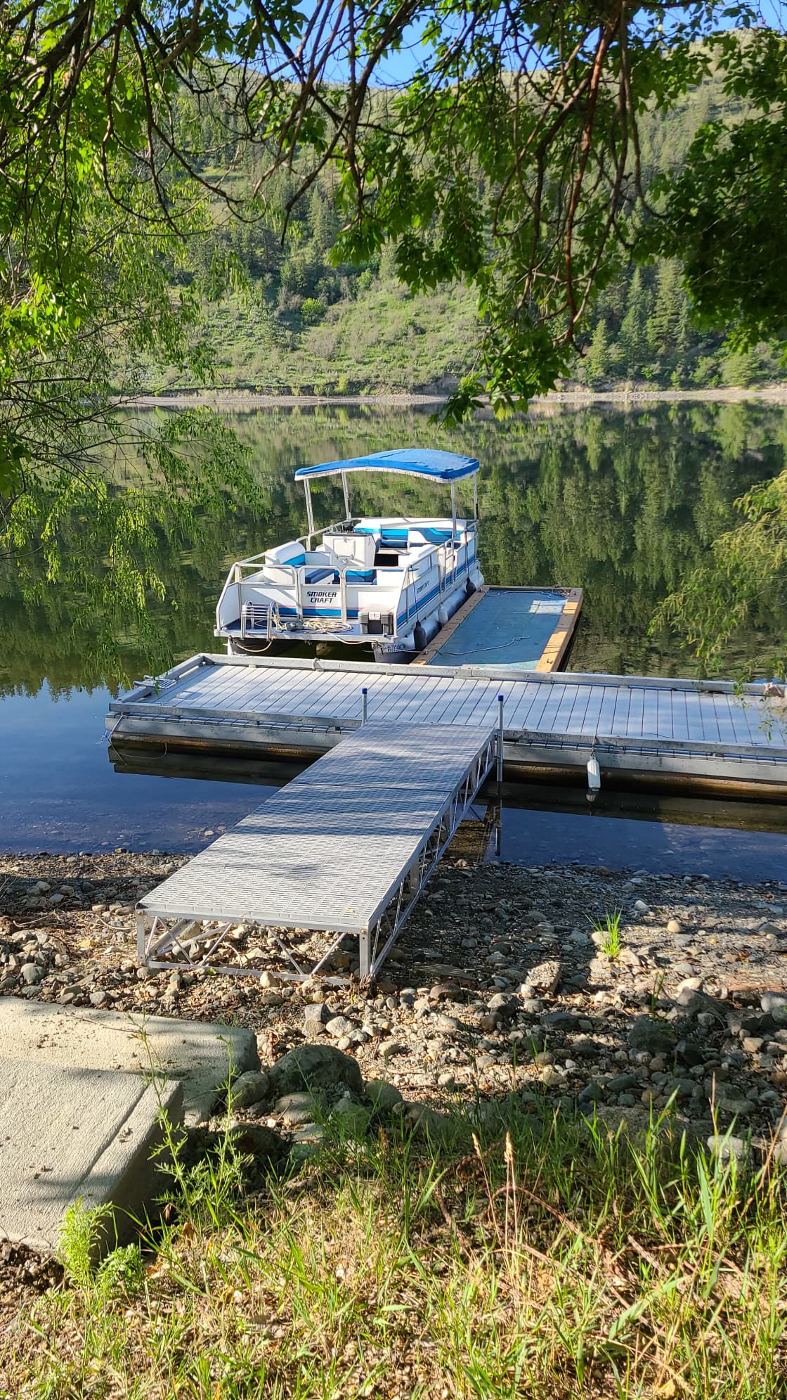 By late August the reservoir lake level drops significantly, so we take advantage of the floating docks to move our access as needed.