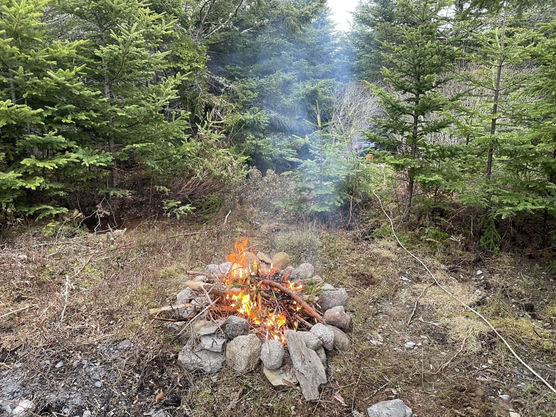 Fire pit adjacent to RV site 