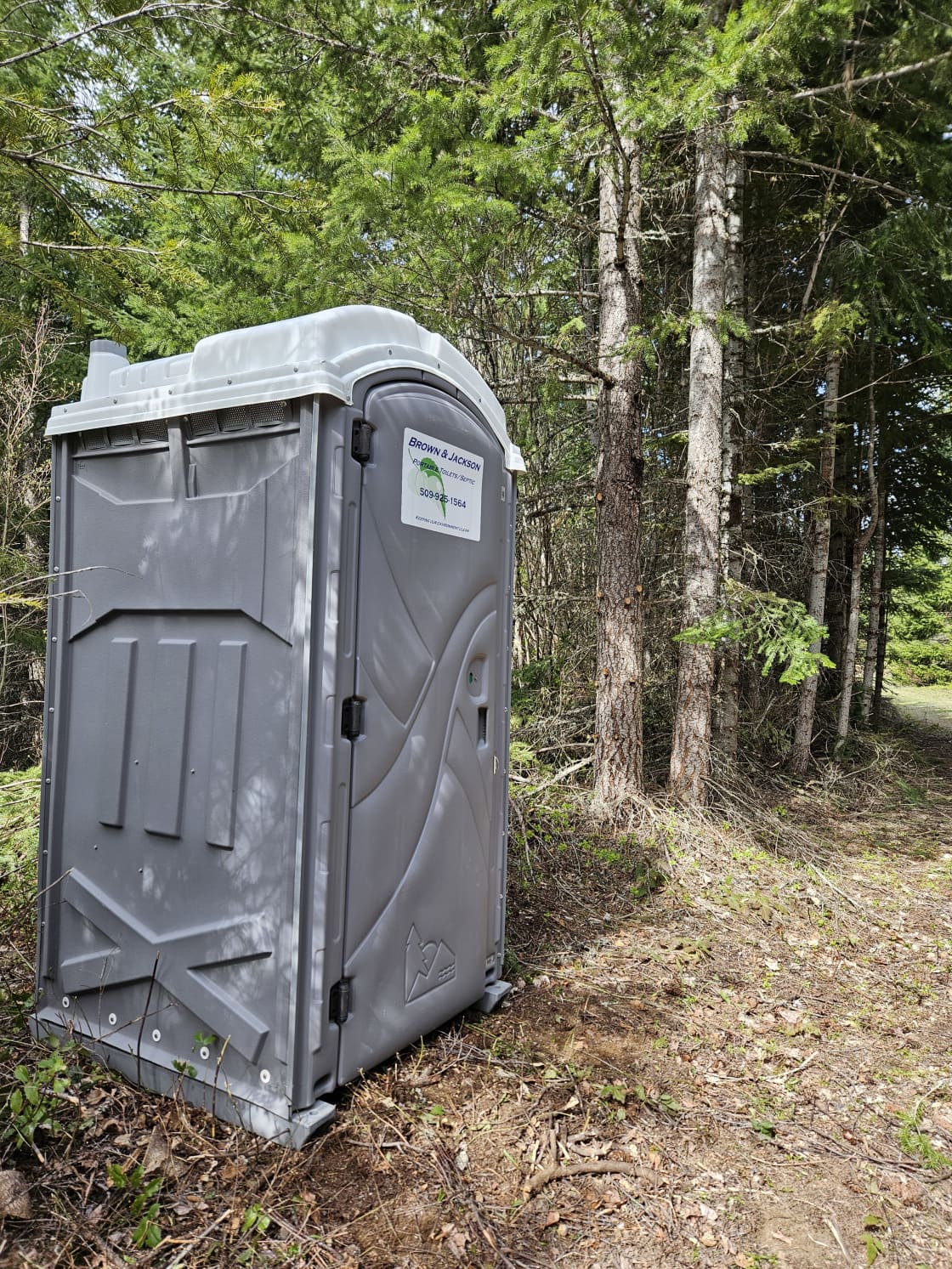 Porta potty located towards the entrance of the camping area. Cleaned weekly
