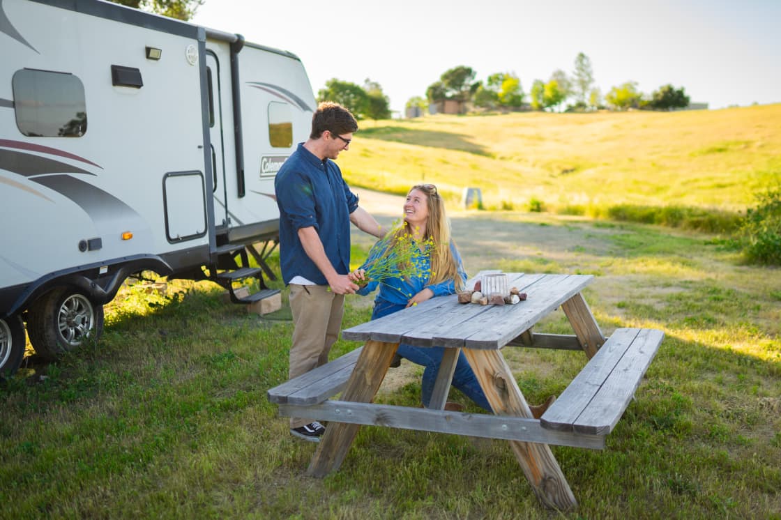 Convenient table at the RV spot!