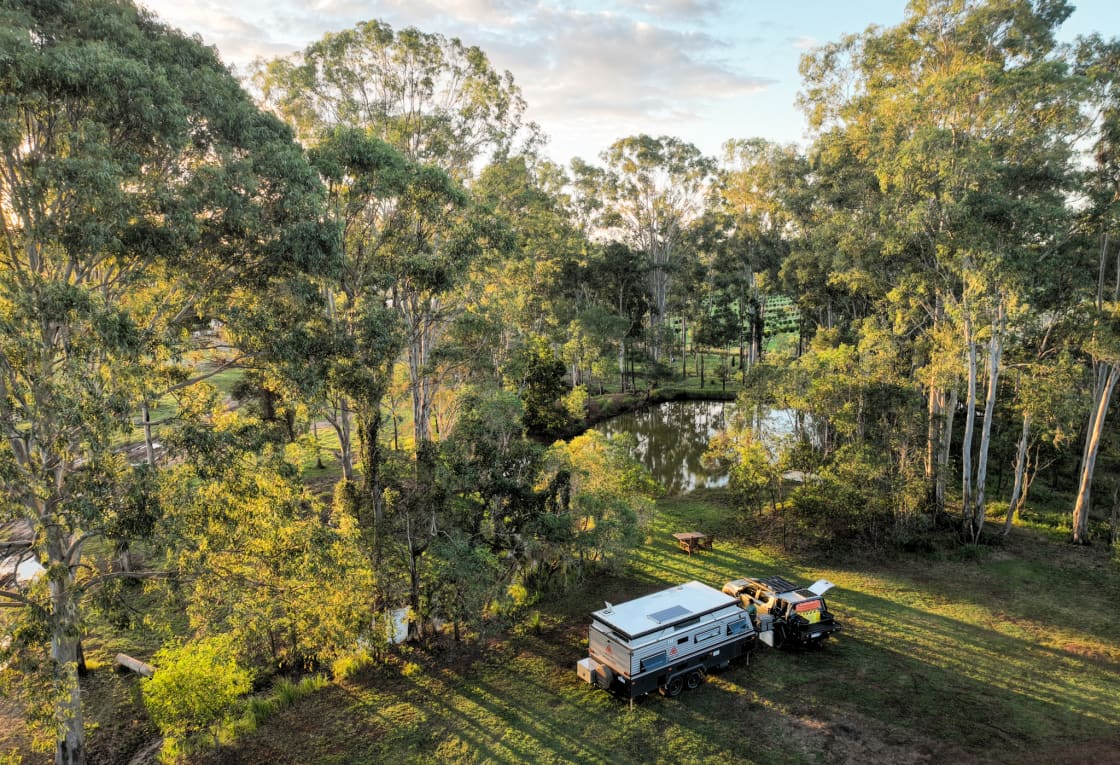 Ferdinand's site - stunning creek views as the sun sets among the trees.  Enjoy a camp fire whilst listening to the birds and frogs.