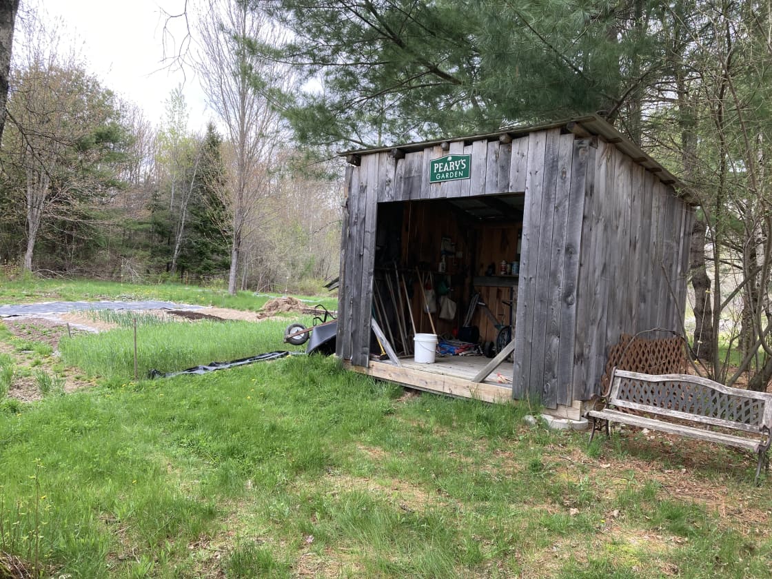 Peary’s Garden tool shed, near to site.