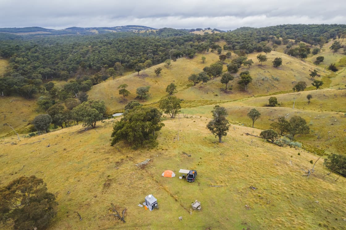 Birds eye view of the campsite