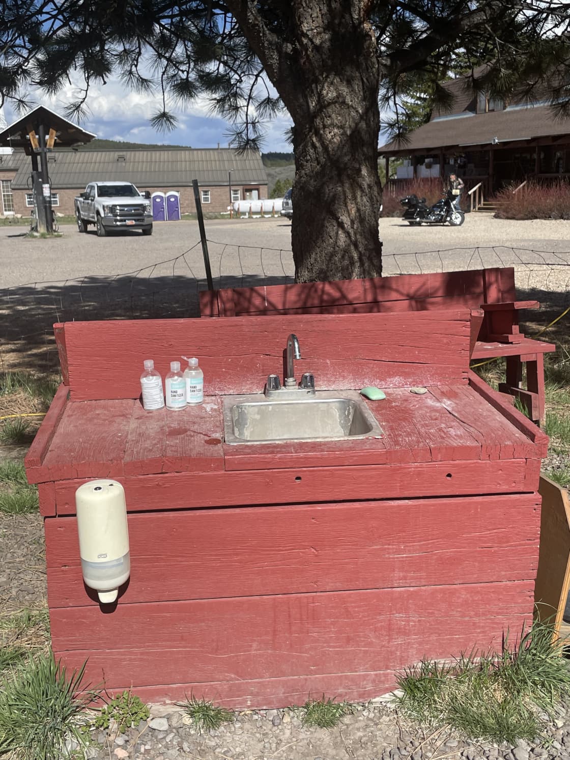 Sink at front of property, mostly for hand washing. Portable sink available for set up at site if needed. 