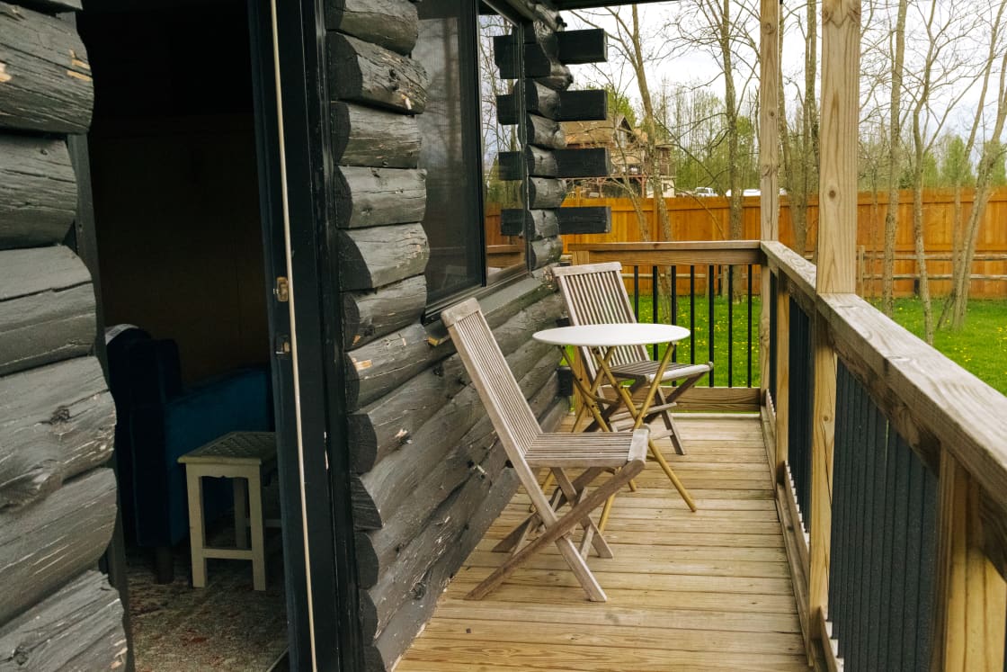 Each cabin has its own deck off the back. 