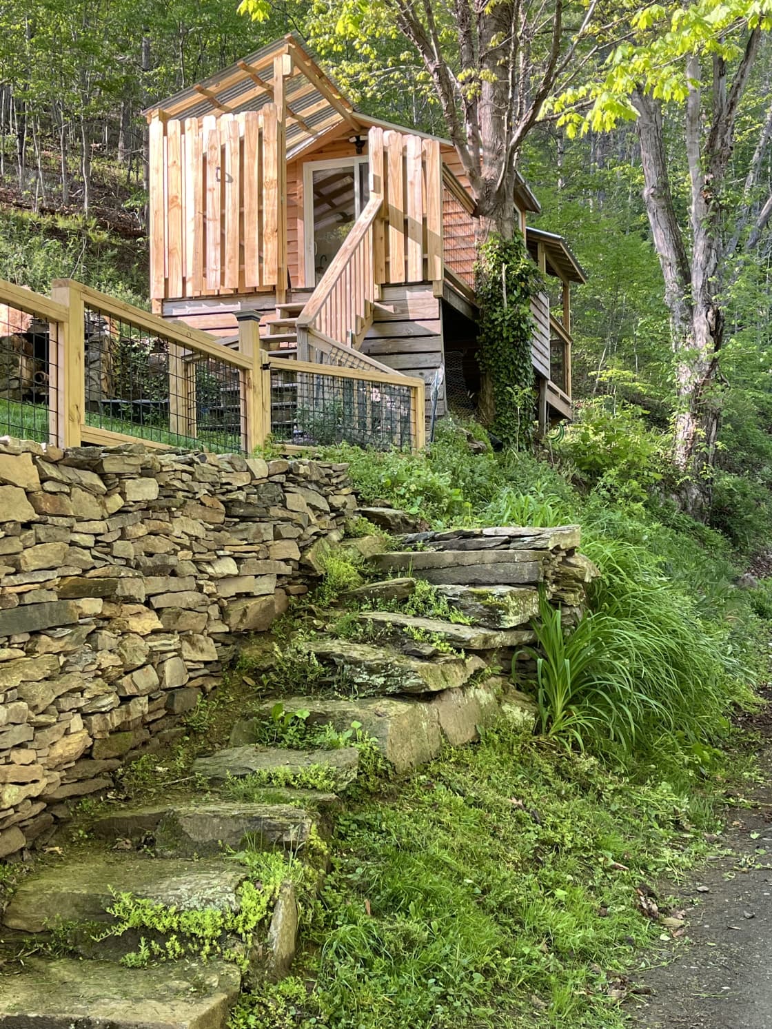 Stone steps to the cabin