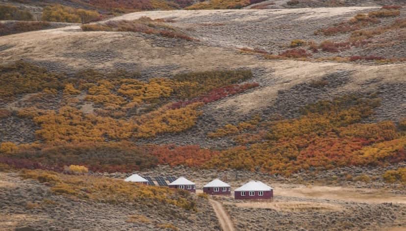 Yurts at Poncha Pass in Autumn in the heart of the Sangre Mountains.