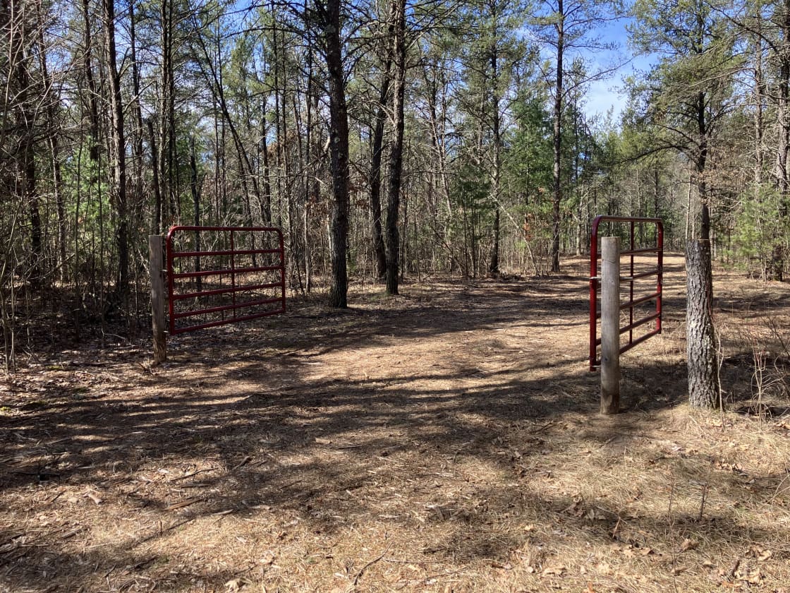 This is the entrance to our property. The gate is about 30 feet off Black Creek Road