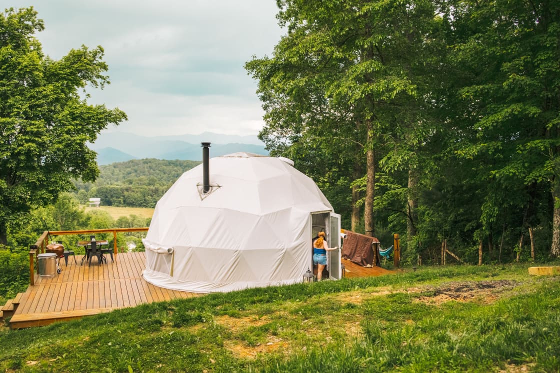 Your dome sits secluded at the top of a hill with amazing views. 