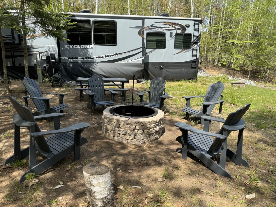 Fire pit area of RV rental