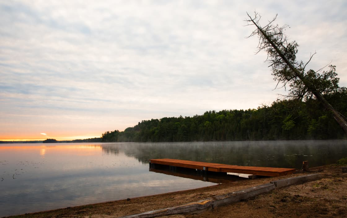 Silver lake is a 5 minute walk from the porch of the cabin to swim, kayak, and enjoy