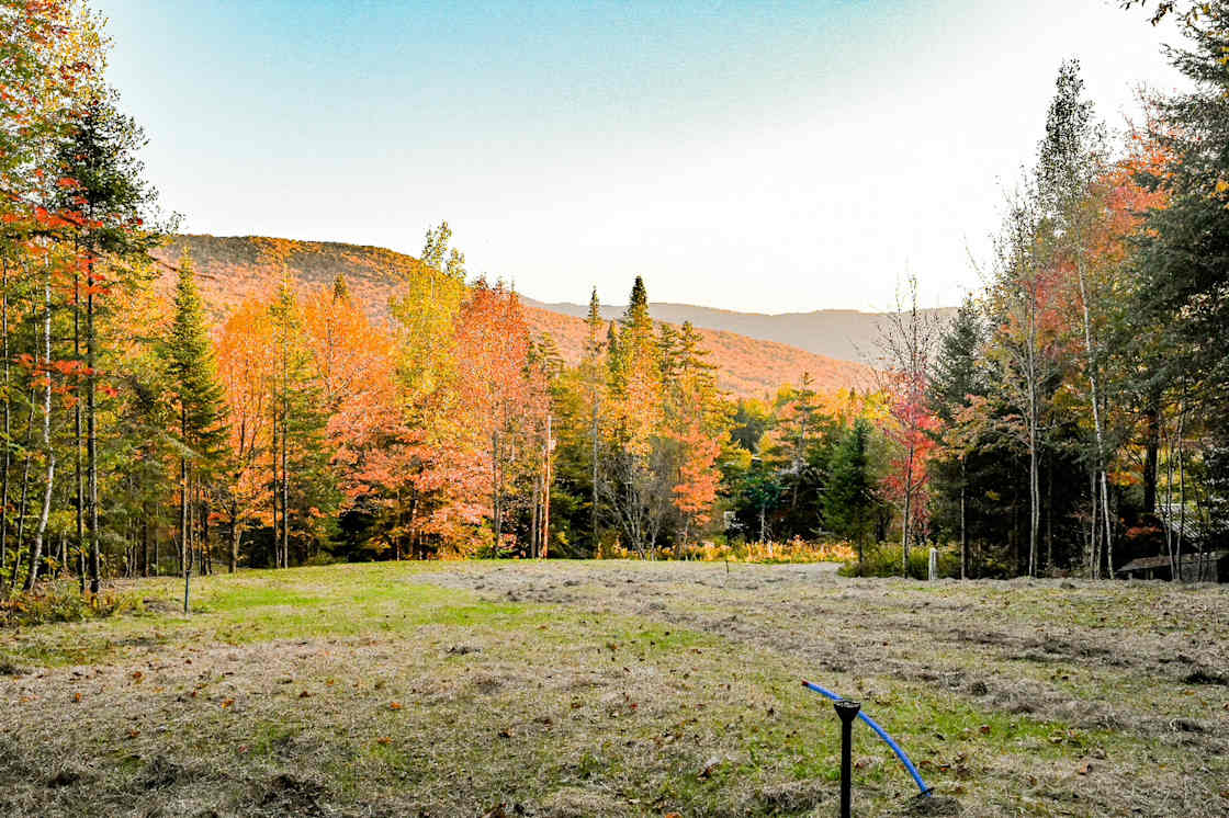 Mountain view next to the pool - Hipcamp in Westfield, Vermont