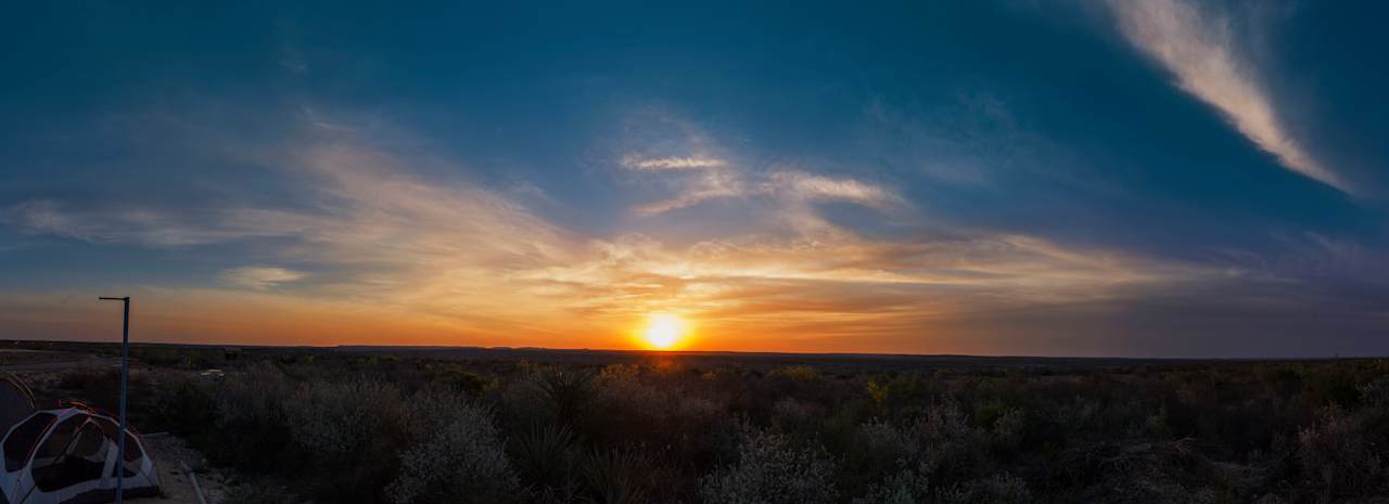 Sunrise over the Roadrunner flat primitive campground in April 2014.