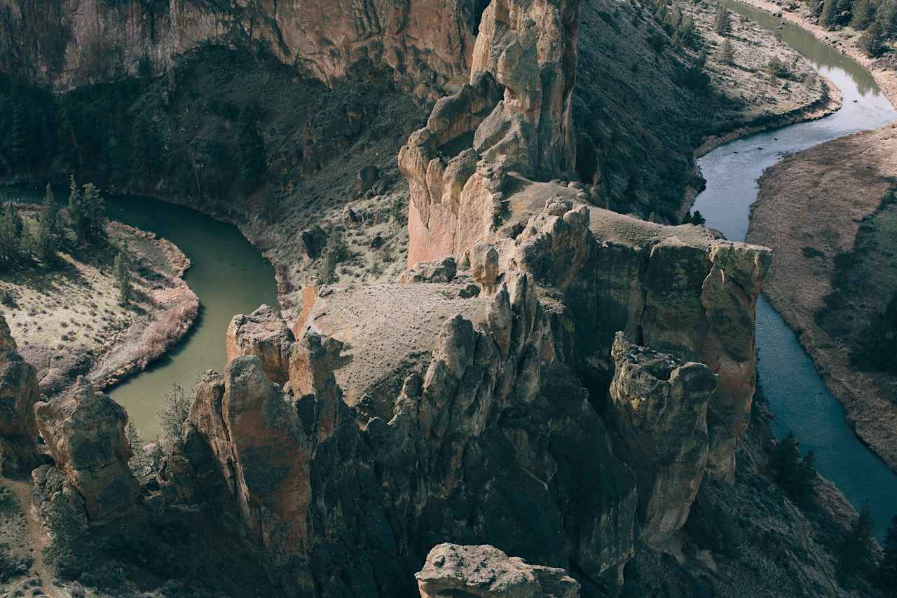 Smith Rock and the Crooked River from the Top of Misery Ridge Trail