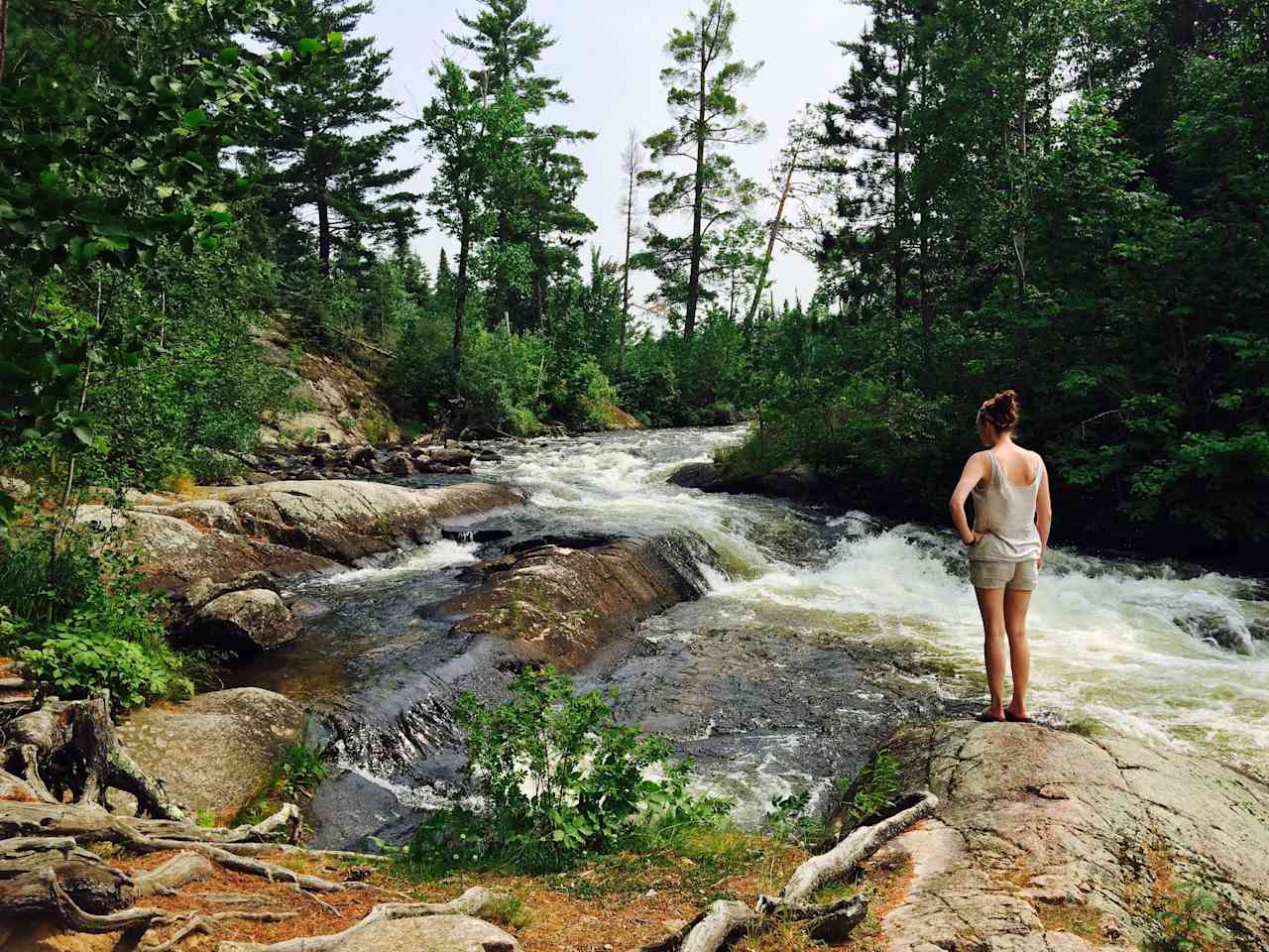 Waterfall and rapids run right next to the campground 