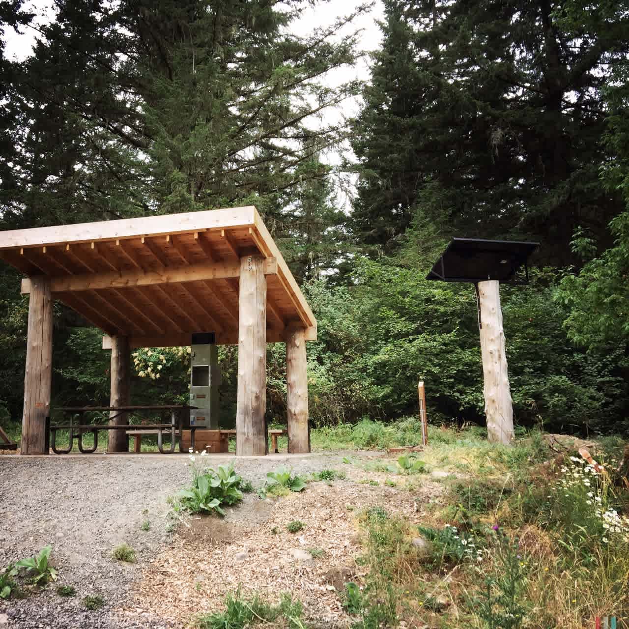 The Hike/Bike campground. There's a sheltered picnic table as well as lockers with solar-powered USB charging outlets inside them!