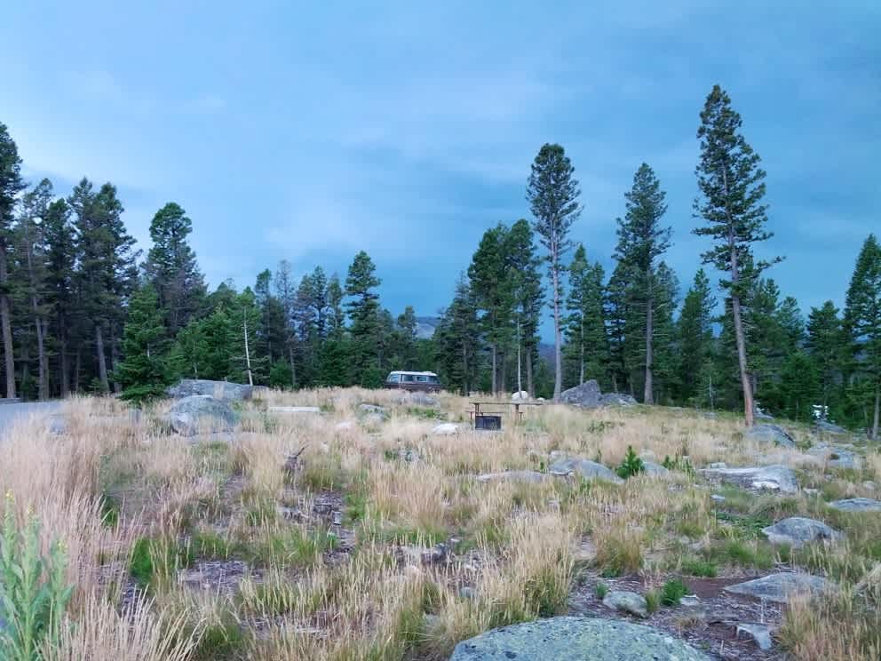 A thunderstorm fast approaching the campground in the evening.