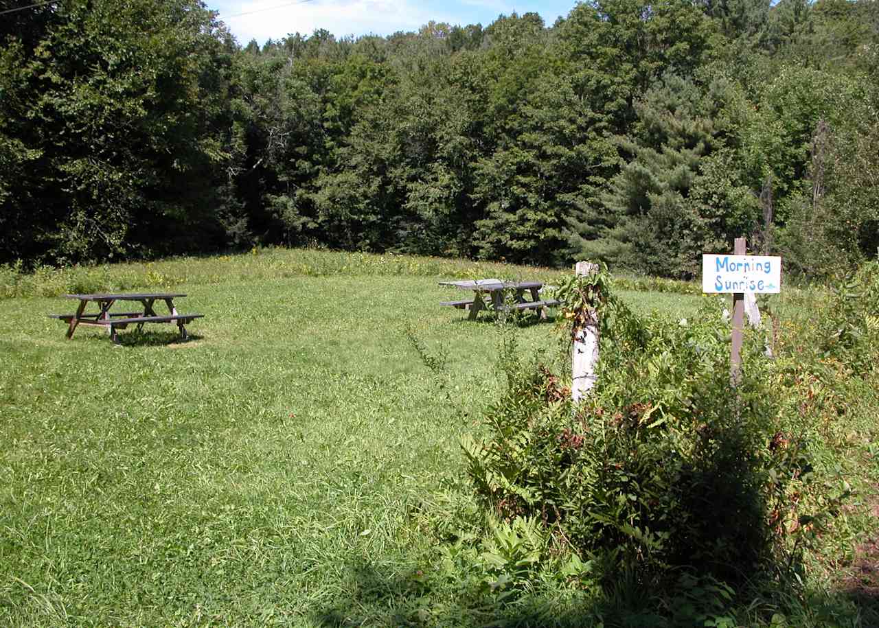 Morning Sunrise tent site has lots of space for camping events.