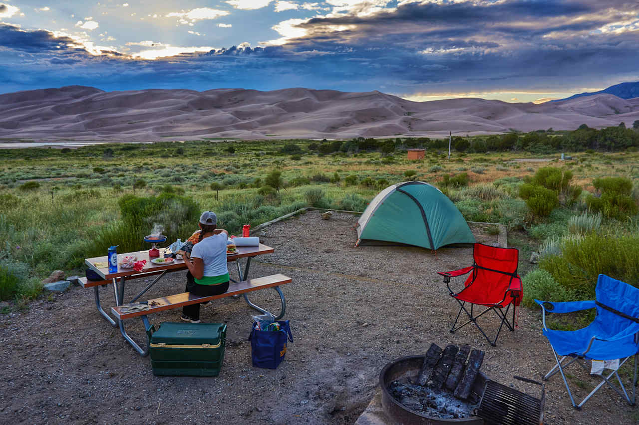 If you want unimpeded views of the dunes, look for sites on the west side of the loop. The only downside is most of these sites don't have trees for shade, so bring a canopy if you don't want to bake!