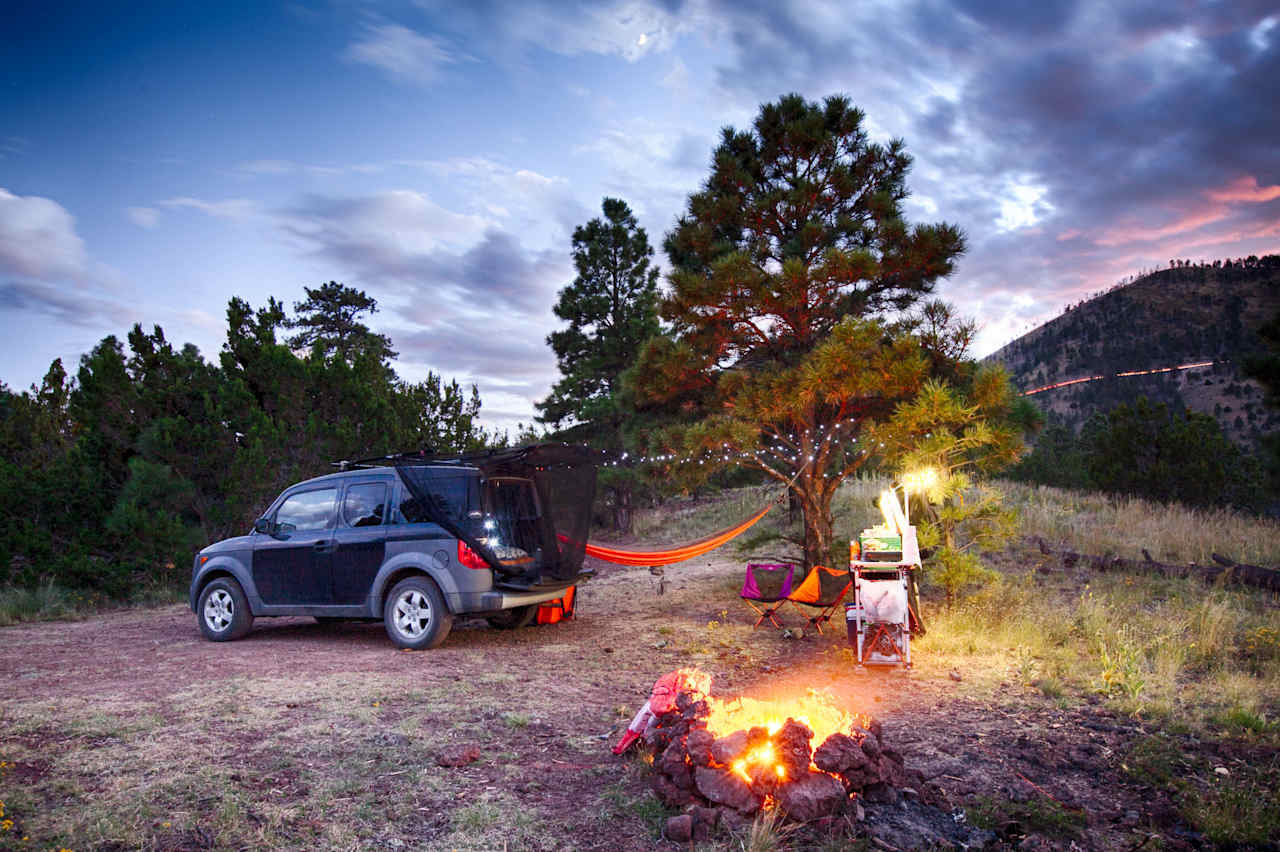 Happiness if found while swaying in a hammock, by the warmth of a campfire, the company in the wild and the food in my belly. 