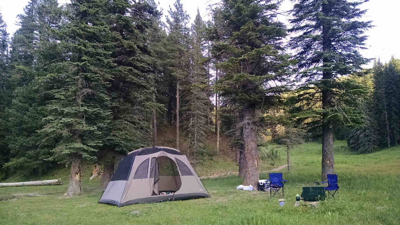 This is our setup, we camped along the creek.