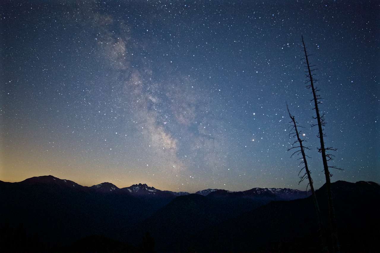 View from Area B campground on a clear night, Seattle area glow in the distance.