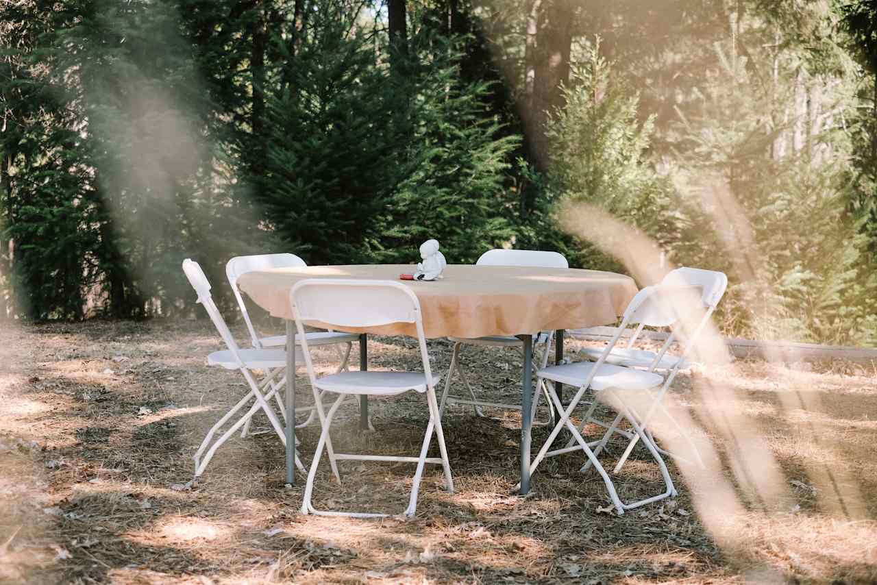 Outdoor dining table.