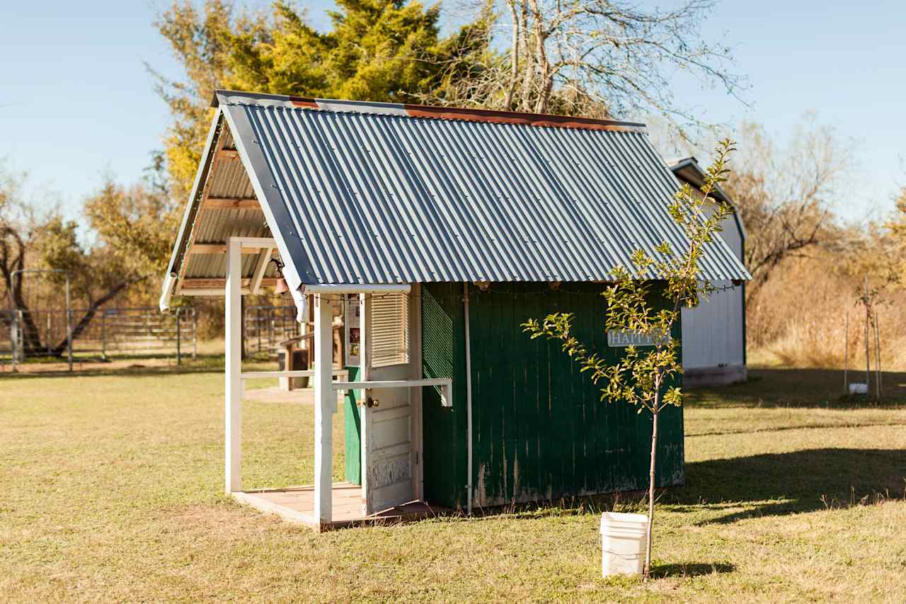 Adorable outhouse. There are two located centrally on the property